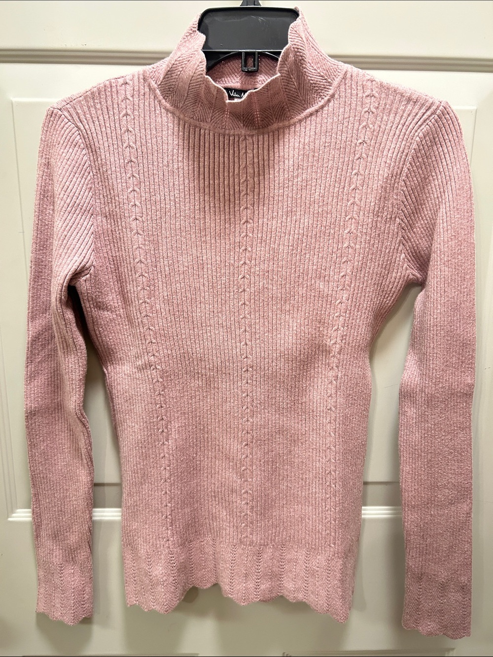 Vila Milano Ribbed Cowl-Neck Sweater in Soft Pink